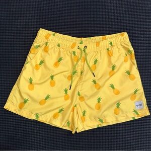 LIMITED TIME $5 Item! Yellow Pineapple Print Swim Trunks